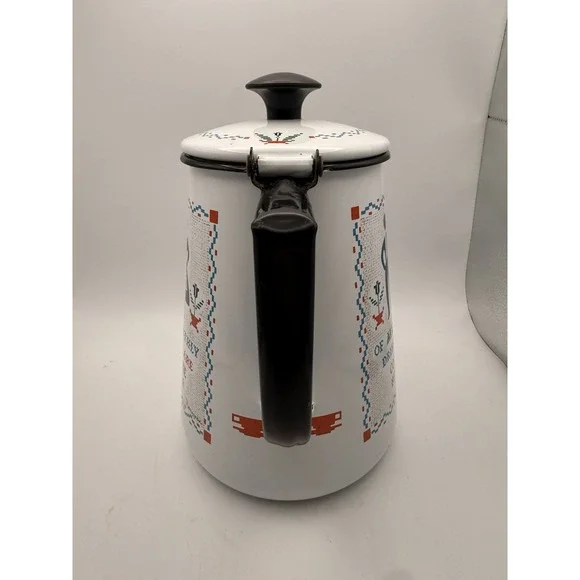 Vintage 9" Enamel Coffee Hot Water Pot, Berggren Hinged, Swedish D13 - Picture 2 of 12